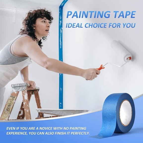 10 Rolls Painters Tape 2 inch Bulk Painter Tape Blue Wide Roll, Blue Masking Tape, 2 Inches x 55 Yards for General Purpose Wall Painting, Home Improvement
