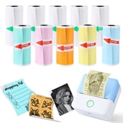 10 Rolls Print Pods Paper, 57x25mm Inkless Self-Adhesive Printable Stickers, Compatible with Mini Printer, White and Color