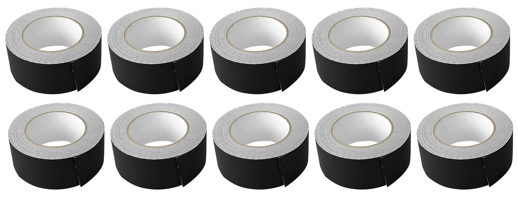 (10) Rolls Rockville Pro Audio/Stage Wire ROCK GAFF Black Gaffers Tape 2"x100 Ft