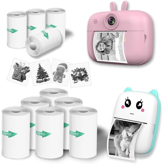 10 Rolls Sticker Paper, Self-Adhesive Thermal  Photo Paper, Mini Pocket Printer Sticker Paper for    Camera, Photo Labels, For Photos, To-do Lists, 57 x 25mm (10 Rolls sticker paper)