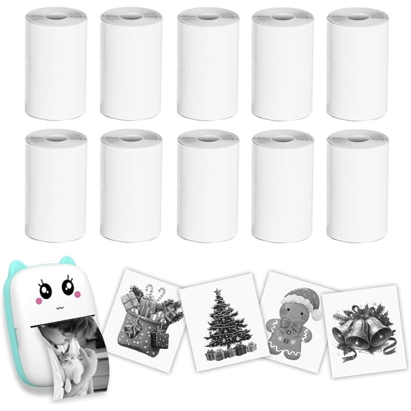 10 Rolls Thermal Paper for Mini Printer, Mini Pocket Printer Sticker Paper for    Camera, Mini Photo Printer Labels, For Photos, To-do Lists, 57 x 25 (10 Rolls thermal paper)