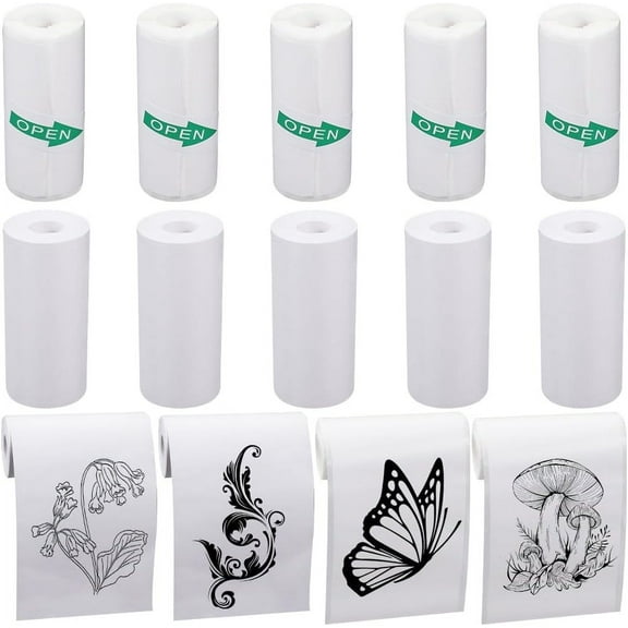10 Rolls Thermal Receipt Paper 5.2cm Wide White BPA Free Receipt Paper Direct Thermal Paper Rolls Self-Adhesive Square Terminal Paper for Mini Thermal POS Printer