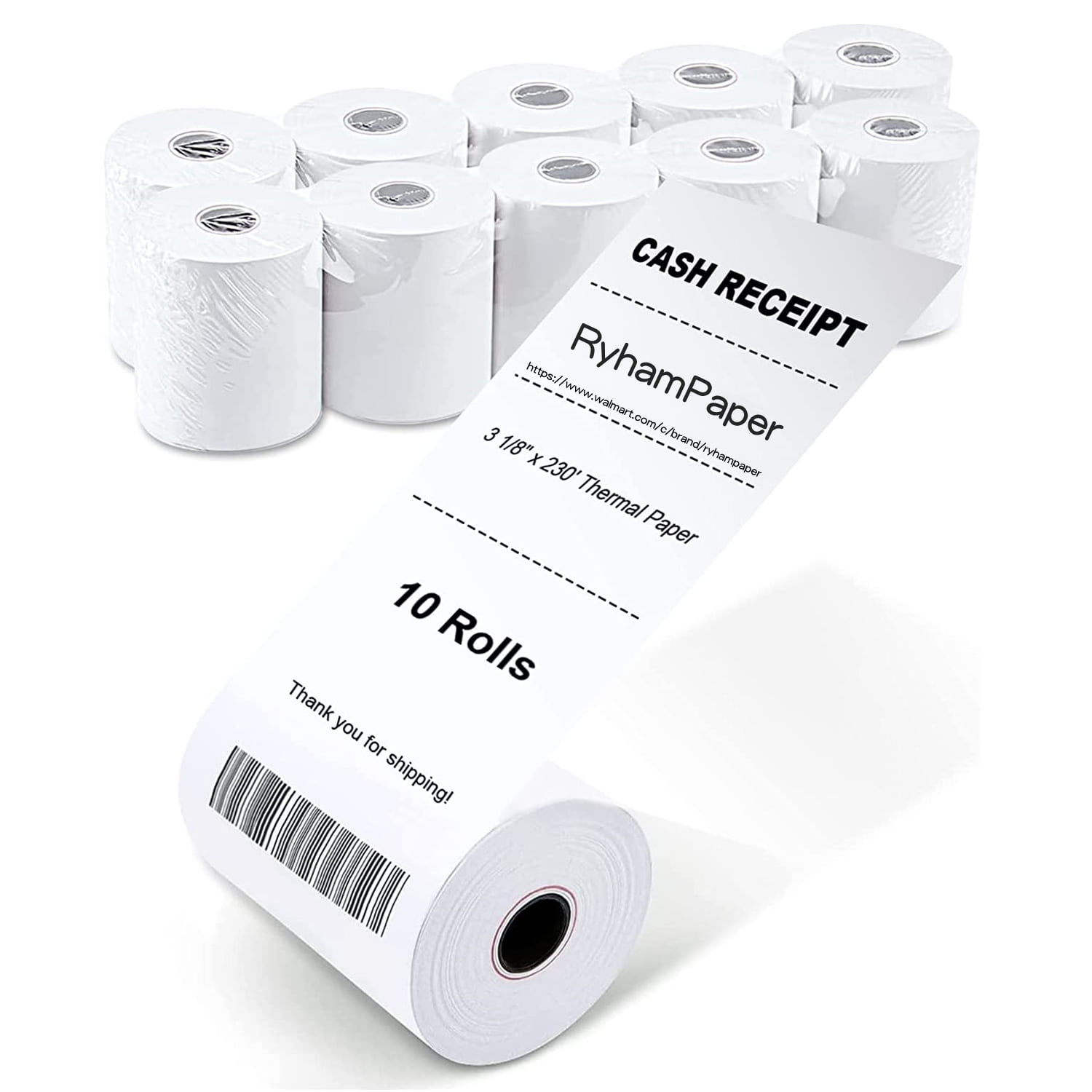 10 Rolls Thermal Receipt Paper Rolls 3 1/8" x 230'