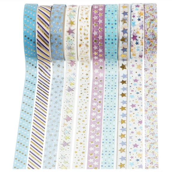 10 Rolls Washi Tape Hot Stamping Star Tape Handbook Tape Set for Scrapbook