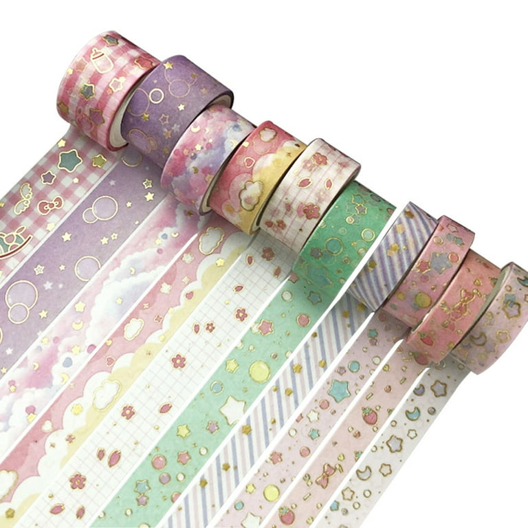 10 Rolls Washi Tape Set Wide Colored Masking Tape for Kids Decorative Adhesive for DIY Crafts Gift Wrapping Scrapbooking Supplies Bullet