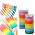 thumbnail image 1 of Washi Tape Set, Colored Masking Tape, 10mm Rainbow Pastel Writable Colorful Washi Tapes for Painting, DIY Scrapbook Designs, 10 Rolls, 1 of 5