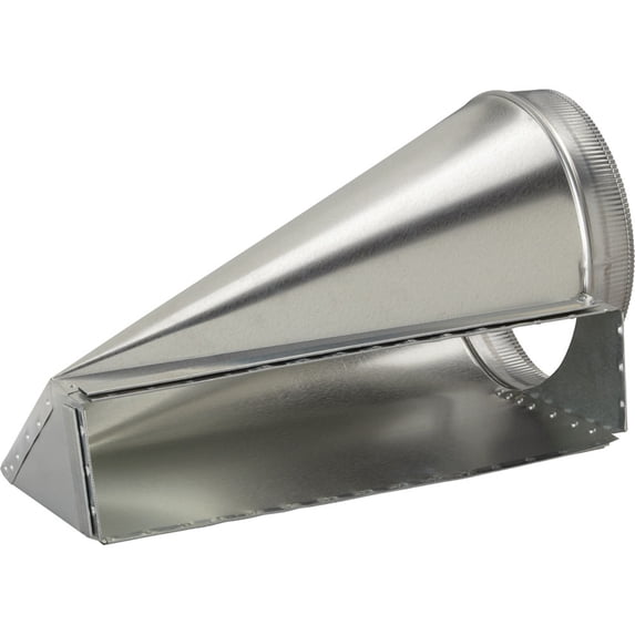 Broan 4.5 in. x 18.5 in. to 10 in. Round Horizontal Right Transition for Range Hoods and Bath Ventilation Fans-Style:Right Transition