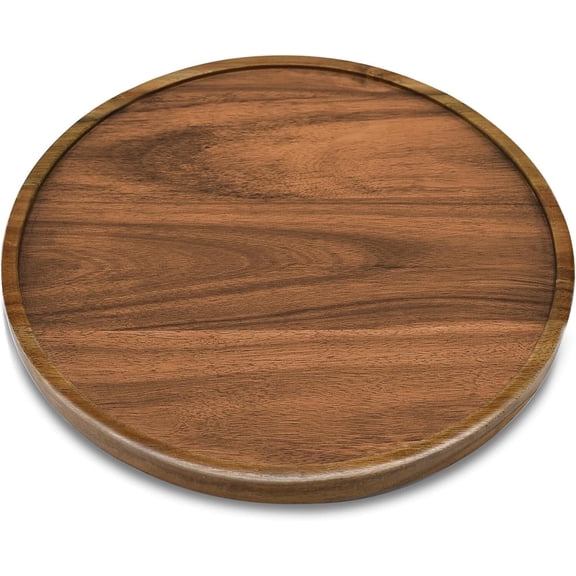 10" Round Wood Tray Made of Acacia Wood,Susan Cupboard Organiser,Decorative Tray for Kitchen Dining Room Table Wood Tray for Home Decor Coffee Table Tray(1 Pack)