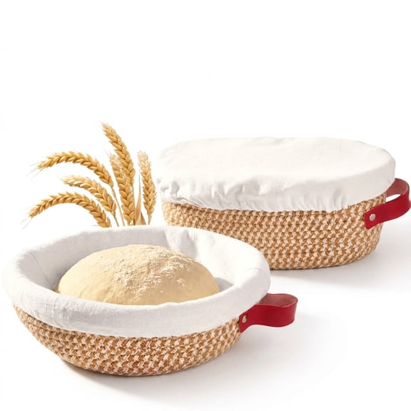 10" Round and 11" Oval Banneton Proofing Baskets with Liners and Covers 2 Pack