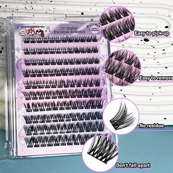 10 Rows Thick FD16 Lash Book, Mixed Individual Clusters, Imitation True Eyelashes for Lazy DIY Self-Grafting
