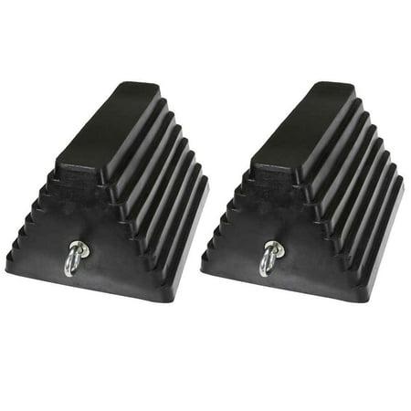 10" Rubber Double-Sided Wheel Chock with Eye Bolt - 2 Pack