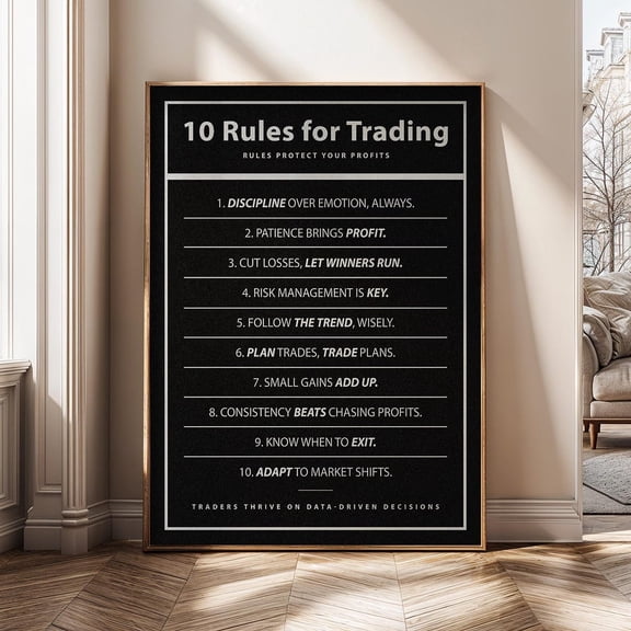 10 Rules For Trading Trading Stock Market Trader Office Investing Finance Poster Unframed Paper Print