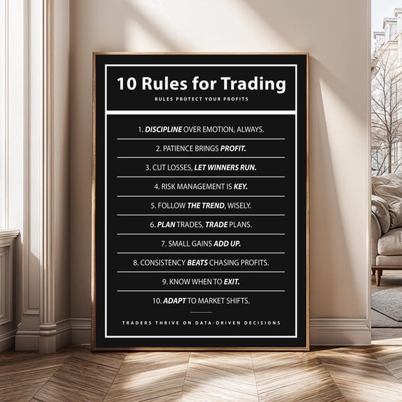 10 Rules for Trading Trader Rules Stock Market Trading Investor Trading Mindset Poster