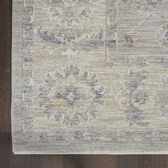 10' Runner Gray Floral Power Loom Runner Rug