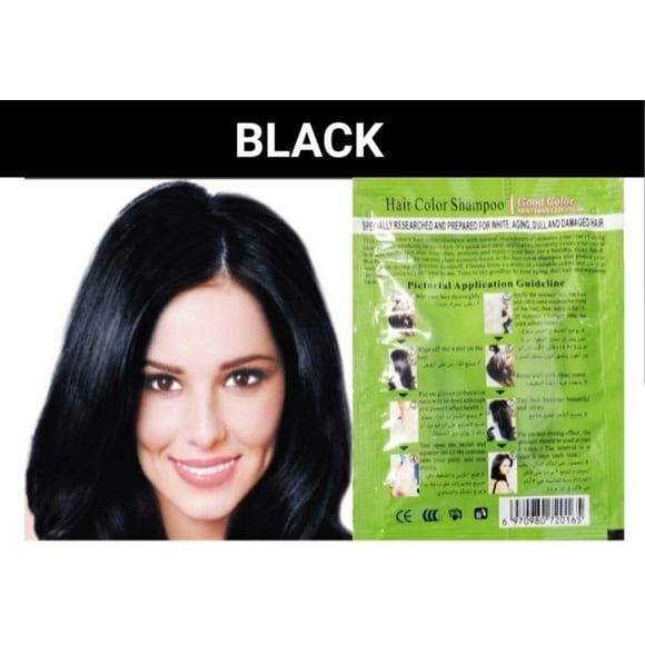 10 SACHETS-BLACK HERBAL HAIR DYE SHAMPOO-COLOR GRAY AND WHITE HAIR IN MINUTES-GP SERIES