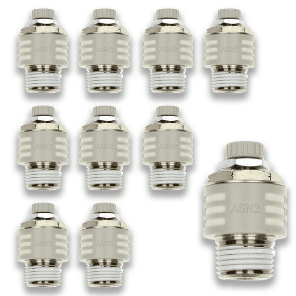 (10) SMC ASN2N02S 1/4" NPT Metering Valve INT Silencer Pneumatic Flow Control
