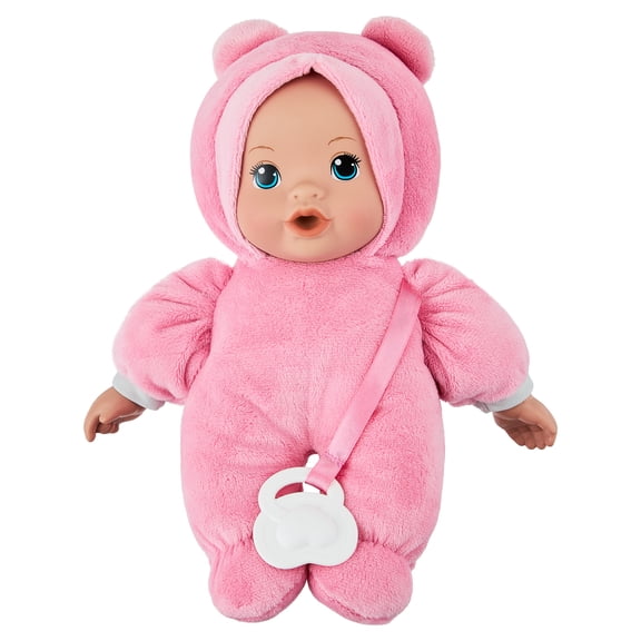 My Sweet Love 10-Inch Snuggly Baby Doll with Pacifier, Pink Bear Outfit