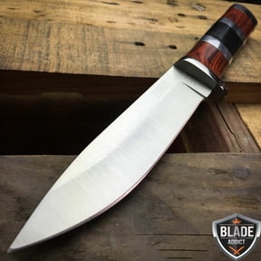 10" STAINLESS STEEL WOOD HANDLE HUNTING KNIFE Survival Skinning Bowie Camping