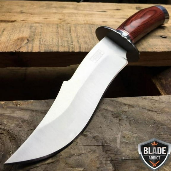 10" STAINLESS STEEL WOOD HANDLE HUNTING KNIFE Survival Skinning Bowie Fishing Fixed Blade