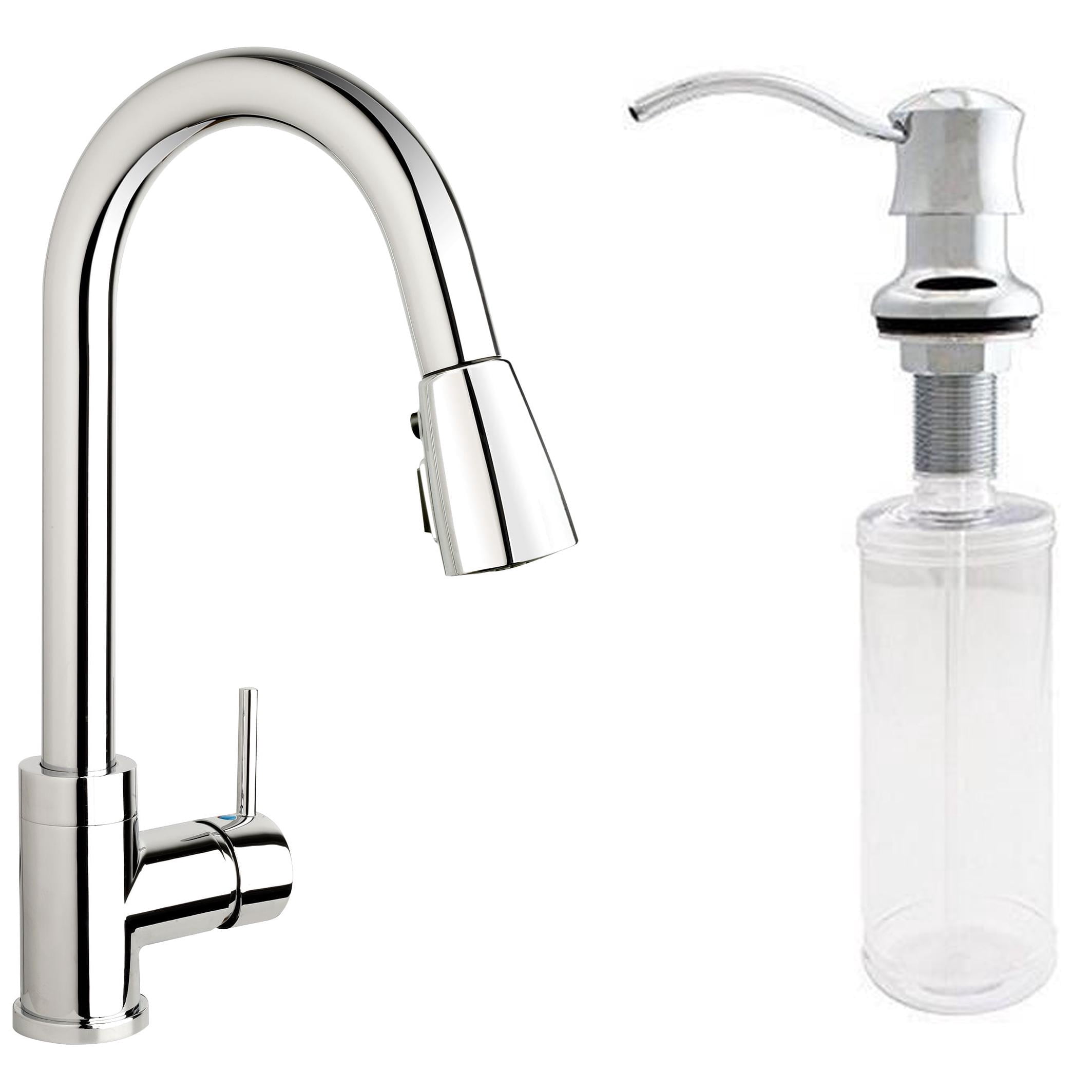 10% Savings Urbania Single Handle Pull-Down Kitchen Faucet and Soap Dispenser, Polished Chrome