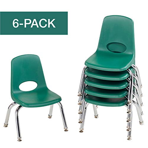 10" School Stack Chair, Stacking Student Chairs with Chromed Steel Legs