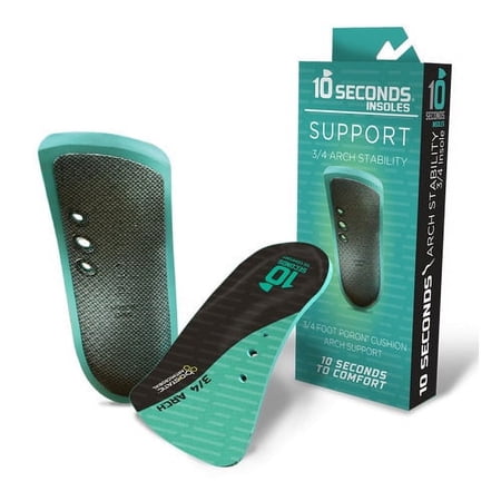 10 Seconds? Unisex 3/4 Arch Stability Performance Insoles Teal (1 pair) GREEN