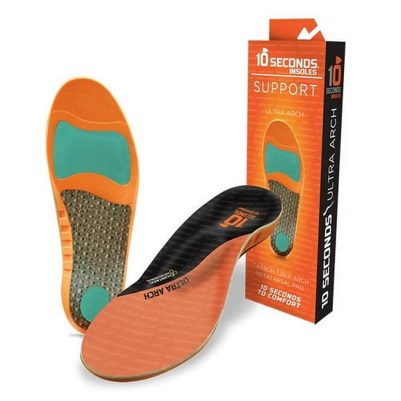 10 Seconds� Unisex Ultra Arch Support Insoles Orange (1 pair)  ORANGE