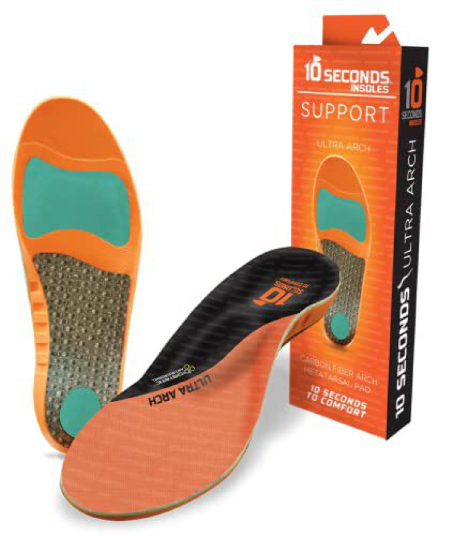 10 Seconds Unisex Ultra Arch Support Insoles Orange (1 pair) ORANGE HSA ...