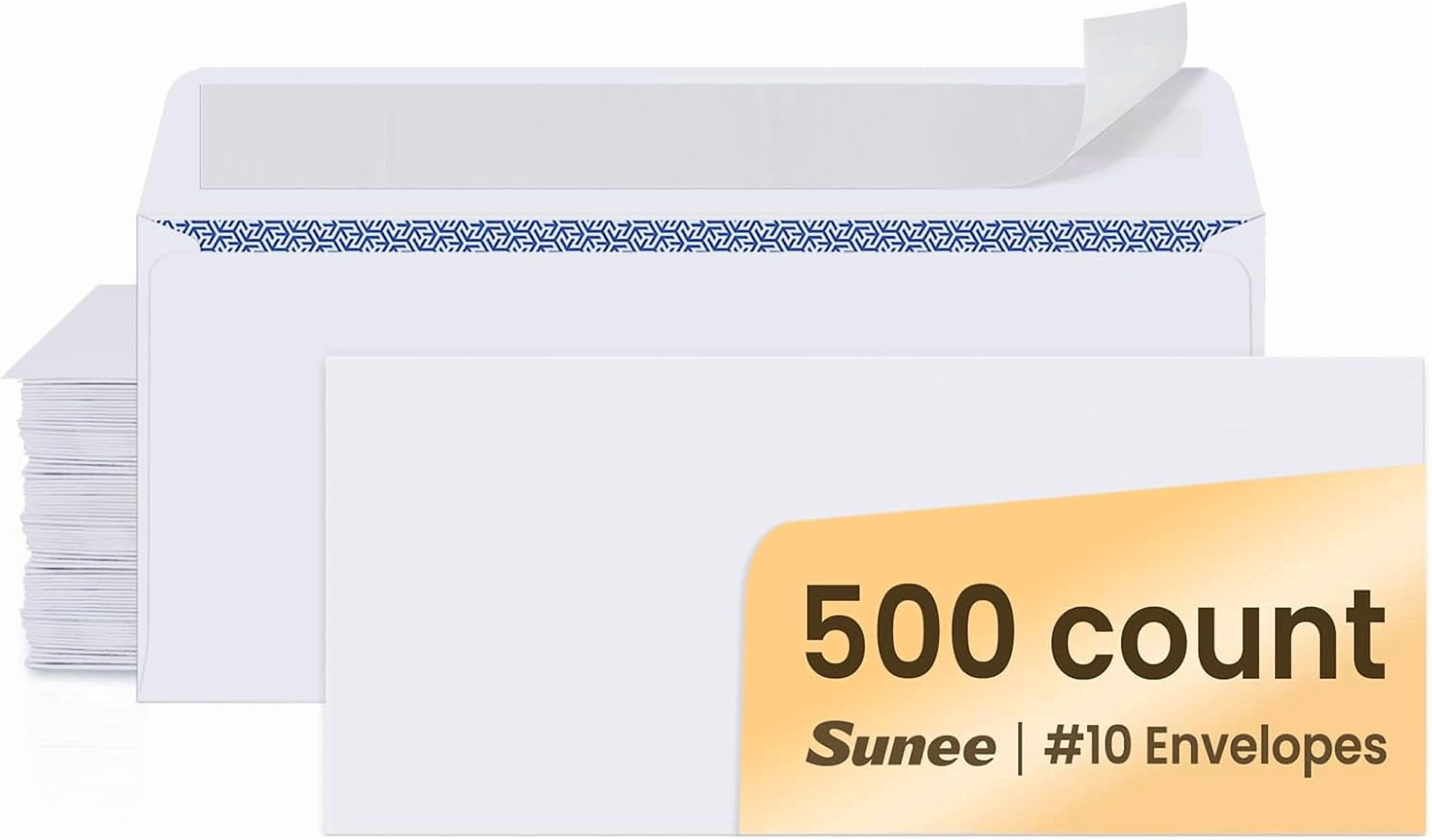 #10 Security-Tinted Self Seal Envelopes – 500 Pack White Windowless Mailing Envelopes, 24LB Printer Friendly for Business, Home & Office Use (4-1/8 x 9-1/2")