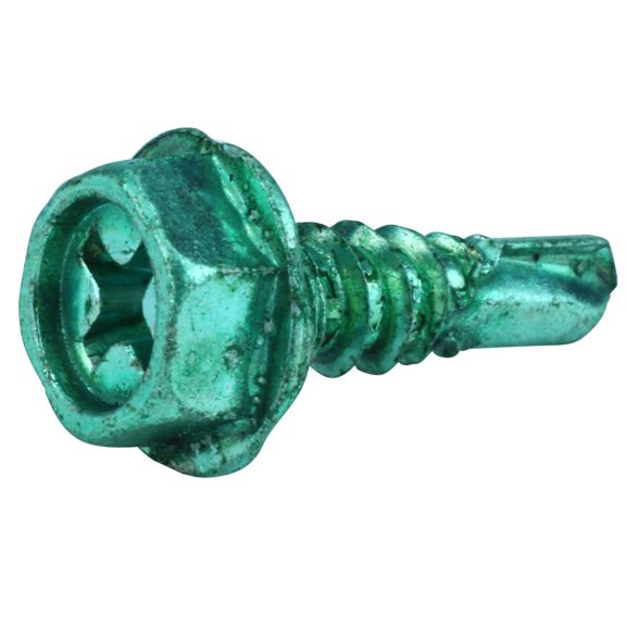 #10 Self-Tapping Hex/Phillips/Slotted/Square Head Ground Screws (Box of 100 in Green)