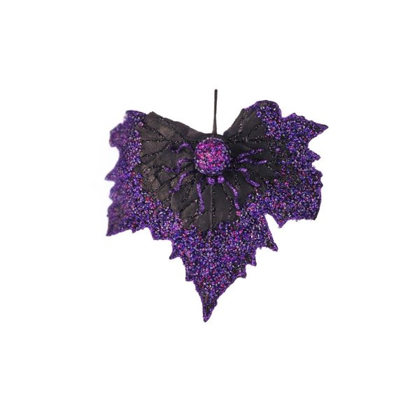 Regency Halloween Decoration Sequin Spider on Leaf, Purple, 10 Inch