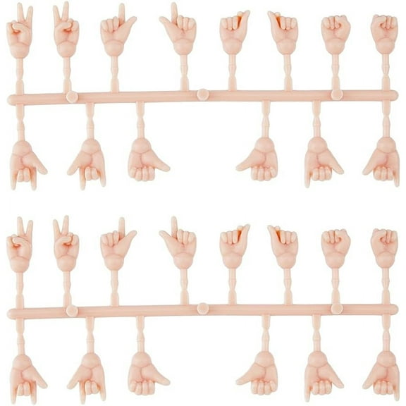 10 Set 1/8 Doll Body Small Hand Gesture Set Multiple Doll ABS Plastic Hands PeachPuff Doll Hand Replacement Parts for 16cm Doll Making DIY Accessories