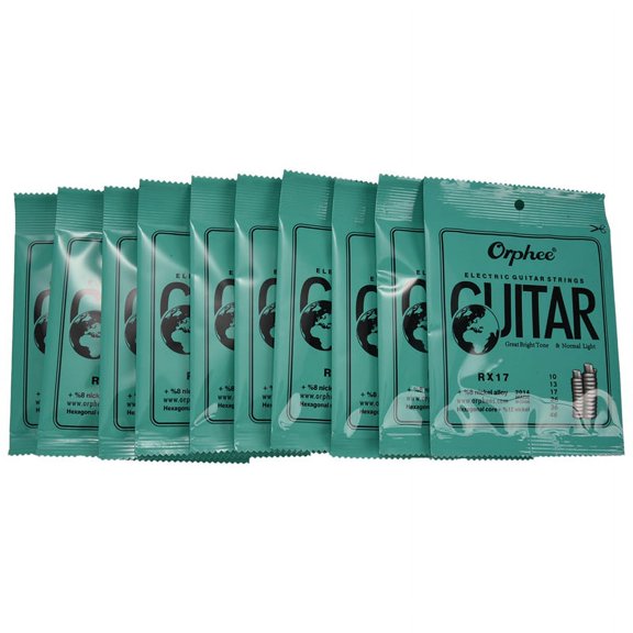 10 Set 6Pcs/Set Guitar String RX17 Nickel Alloy String Super Light High carbon steel + nickel alloy Silver & green,10 set * guitar Strings (6pcs/set)