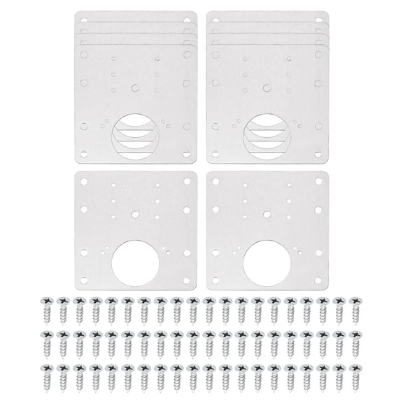 10 Set Cabinet Hinge Repair Plate Cupboard Door Hinge Mounting Plate with Screws 8 Hole Flat Fixing Bracket