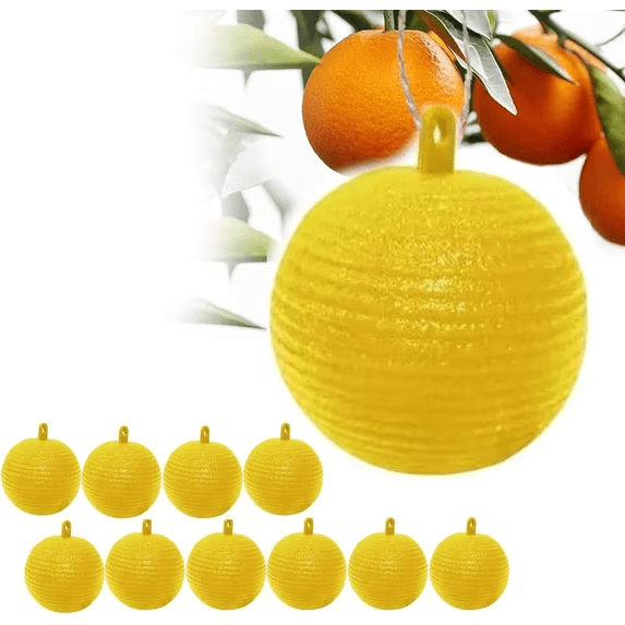 10 Set Fruit Fly Sticky Trap Balls Fungus Gnat Killer Bug Catcher Gnat Trap Insect Traps Indoor Outdoor Plant Fly Sticky Traps Ball for Fungus Plants(Yellow)
