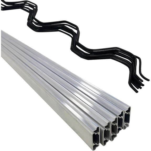 10 Set Greenhouse Lock Channel and Spring Wire,1MM Thick Aluminum Alloy Lock Channel and PVC Coated Spring Wires for Fixing Greenhouse Plastic Cover and Shade Cloth,6.6 FT,10 Set