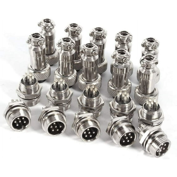 10 Set Gx12 Aviation Socket Plug 6 Pin 12Mm Male Female Metal Panel Aviation Wire Connector Plug