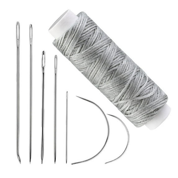 10 Set Leather Hand Sewing Needle Set Curved Needle with Waxed Thread ...