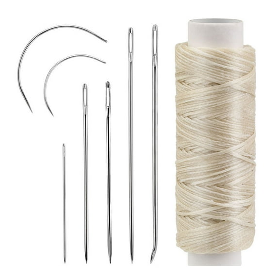 10 Set Leather Hand Sewing Needle Set Curved Needle with Waxed Thread ...