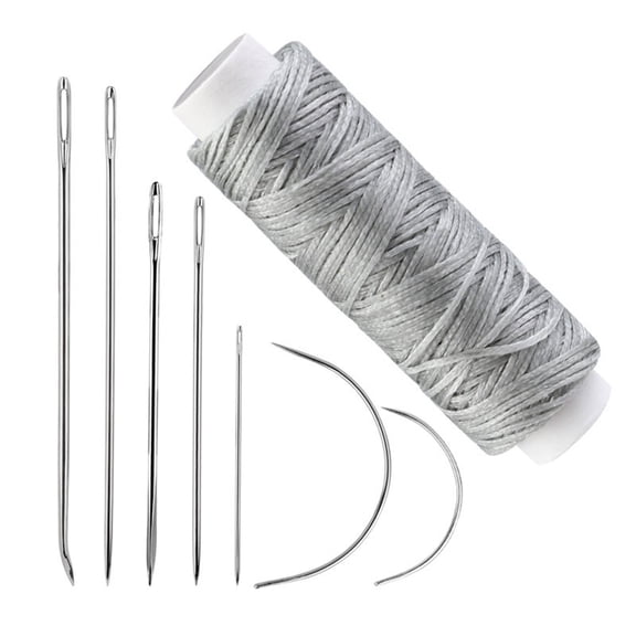 10 Set Leather Hand Sewing Needle with Waxed Thread Curved Needle Sewing Tool Easy to Use for Carpet Canvas