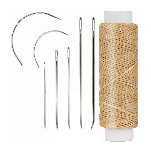 10 Set Leather Sewing Needle Set with Waxed Thread Curved Needle Upholstery Needle for Canvas Repair Craft Project