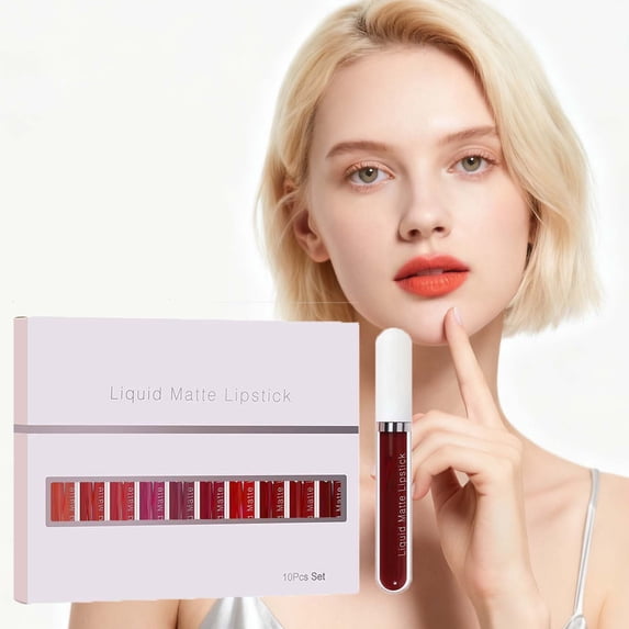 10 Set Matte Long-lasting Lip Gloss Velvet Matte Matte Matte Matte Lip Gloss Gift Box