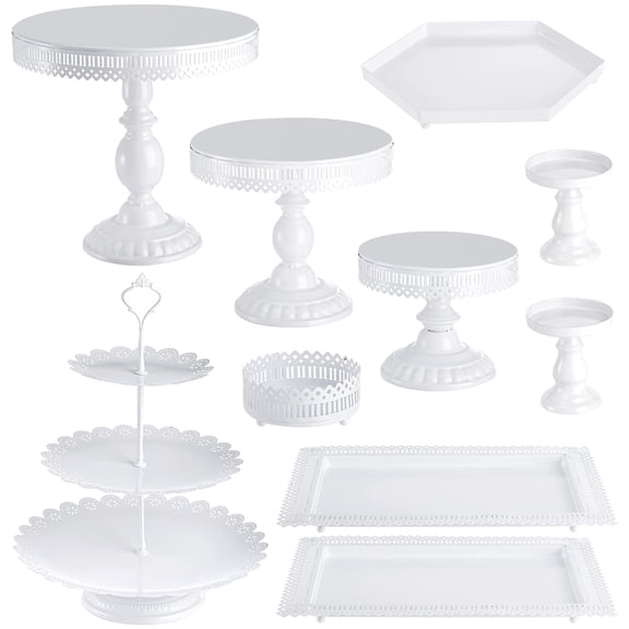 10-Set Metal Cake Stands Multiple Styles Dessert Serving Trays