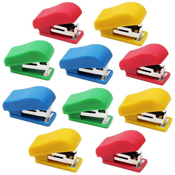 10 Set Mini Office Stapler with 10# Staples, Small Hand Stapler Portable Desktop Stapler Student Stapler