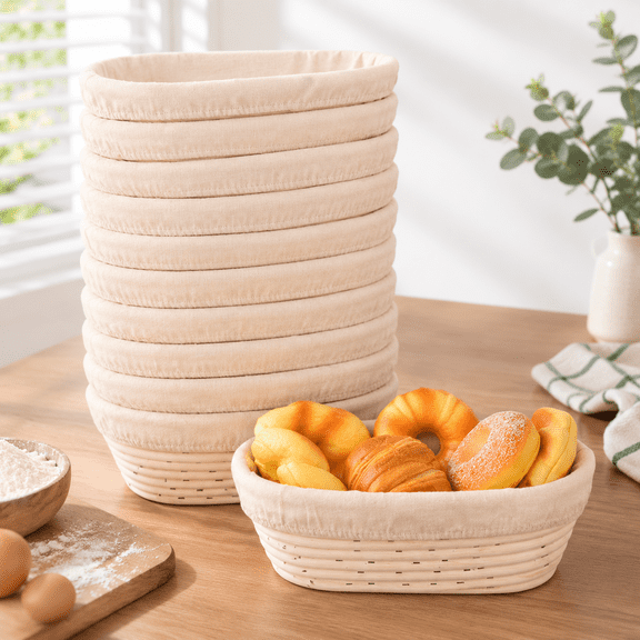 10 Set Oval Banneton Bread Proofing Basket 10 Inch