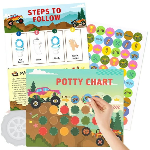 10 Set Potty Training Chart Construction Theme Reward Stickers 8x10 inch Toilet Potty Training Reward System Chart Fun Potty Incentive Construction Potty Charts