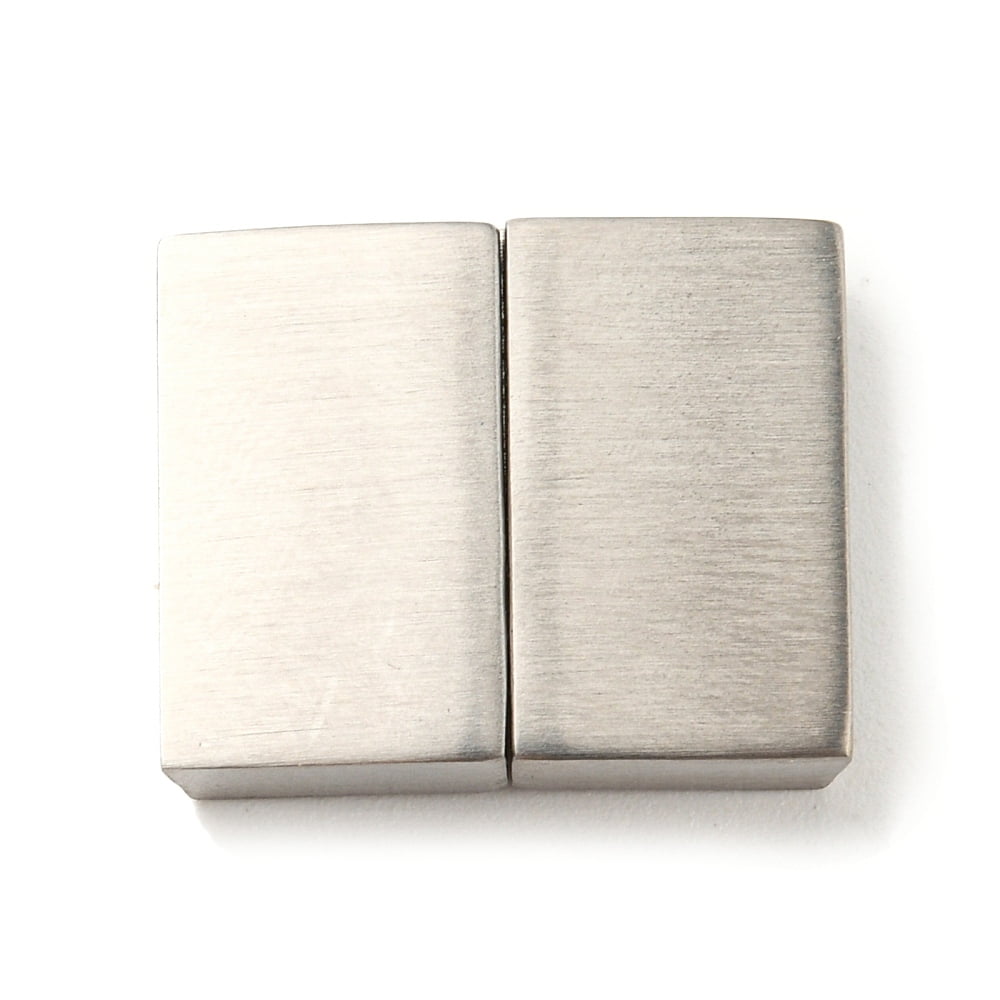 10 Set Resistant 304 Stainless Steel Magnetic Clasps with Glue-in Ends Rectangle Stainless Steel Color 21x16.5x4.5mm Hole: 2.5x15mm