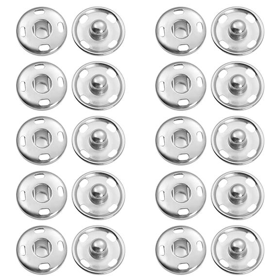 10 Set Sew On Snaps Buttons,Metal Snaps Fasteners Press Studs Buttons,15Mm Sewing Snaps,Metal Snaps Fasteners,Snap Buttons for Clothes Fabric Bag Bib Sweater Cardigan Diy Sewing Craft,(Silver,15mm)