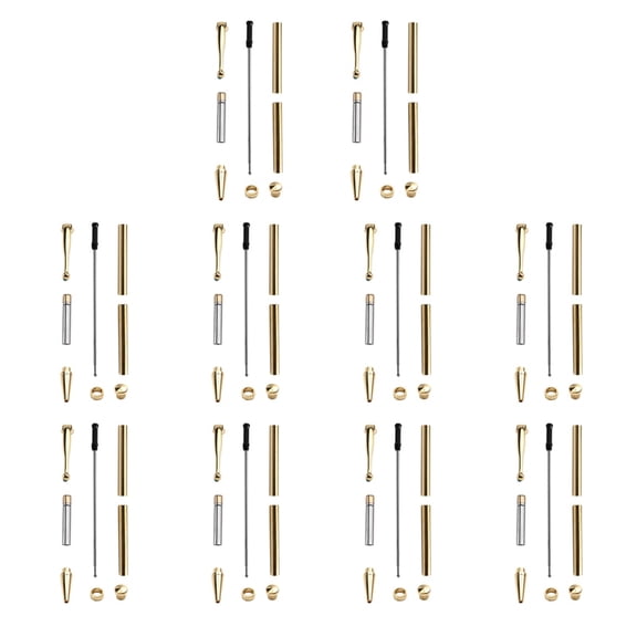 10 Set Slimline Pen Kit 7mm with Refills, Assorted Colors, DIY Wood Turning Lathe Supplies for Crafting Gifts Gold