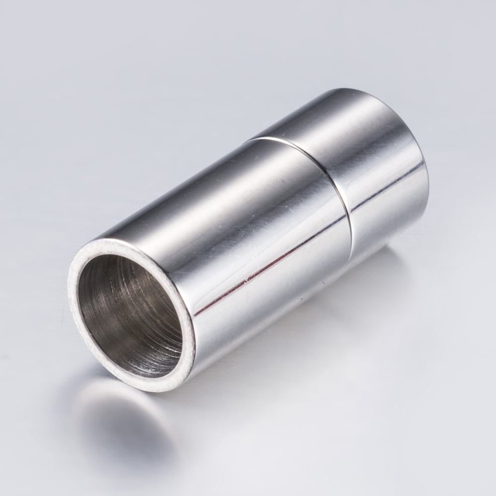 304 Stainless Steel Magnetic Clasps With Glue-in Ends With Grade A Rhinestone Column 18x13mm Hole 6mm